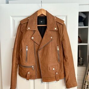 7 for all man kind leather moto jacket